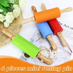 4 Pack Mini Rolling Pin for Kids, 9 Inch Wooden Handle Rolling Pin Non-Stick - Image 4