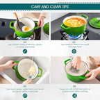 vancasso Enameled Cast Iron Dutch Oven, 2.5 QT Green Naturally Non-Stick - Image 6