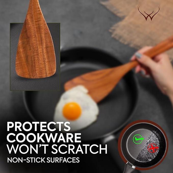 12 Pcs Wooden Cooking Utensils Set – Luxury Wooden Kitchen Utensils - Image 5