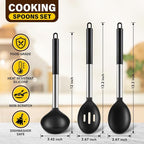 3 Pcs Silicone Cooking Spoon Set, Kitchen Utensils Include Solid & Slotted Spoon - Image 2