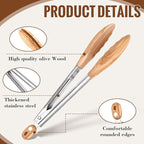Baderke 2 Pcs Olive Wooden Kitchen Tongs - Image 4