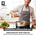 BRA COOKWARE Signature Stainless Steel Stock Pot w/Glass Lid | 9.5 Inch 4 Quart - Image 3