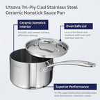 Tramontina Utsava Tri-Ply Clad Stainless Steel 2.2-Quart Sauce Pan - Image 3