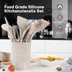 QMVESS Silicone Cooking Utensils Set, 446°F Heat Resistant Spatula, Spoons Set - Image 7