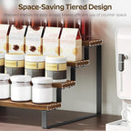 YATINEY Spice Rack, 4 Tier Wooden Display Riser Stand, Kitchen Storage Organizer - Image 3