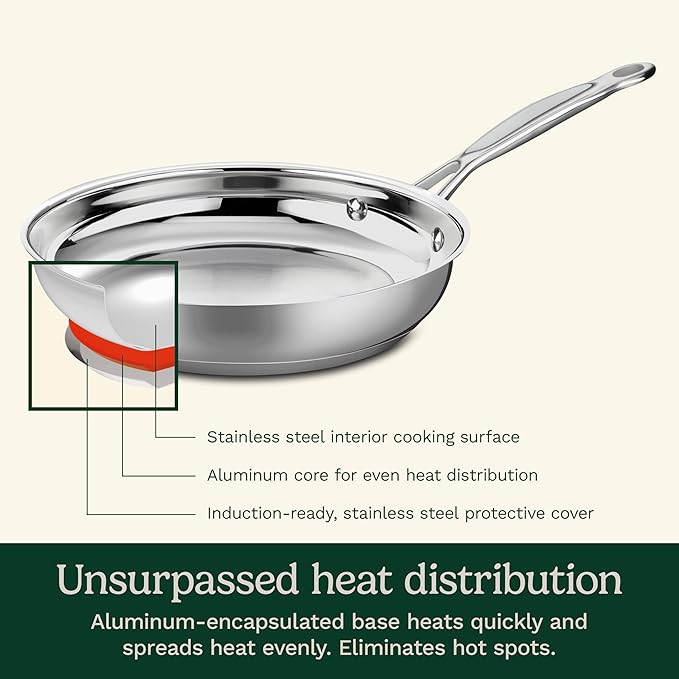 Cuisinart 10-Inch Open Skillet, Stainless Steel Skillet Large Kitchen Pan - Image 2
