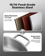 Saute Pan with Lid, 12 Inch 7QT Tri-Ply Stainless Steel Braiser Pan, Deep - Image 4