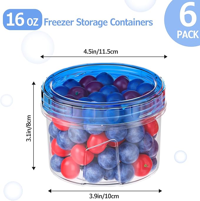 6 Pack-16 OZ Freezer Storage Containers, Small Plastic Containers - Image 3
