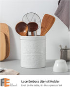 FUN ELEMENTS Kitchen Utensil Holder, 7.2" Super Large Utensil Crock Heavy and - Image 2