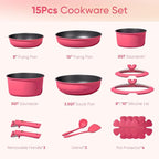 CAROTE 15pcs Pots and Pans Set Non Stick, Cookware Set Non Toxic - Image 2