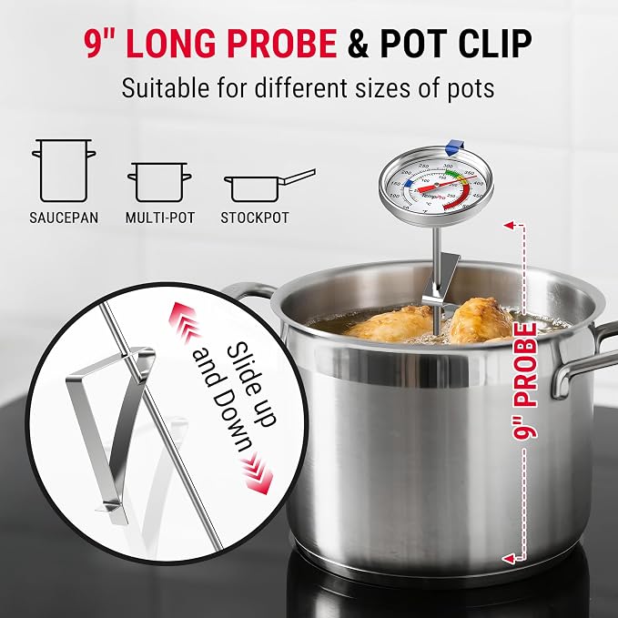 TempPro Candy Thermometer with Pot Clip, Fryer Cooking Thermometer - Image 3