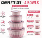 Mixing Bowls with Lids, 8-Piece Airtight Leak-Proof Nesting BPA-Free Bowl Set - Image 5