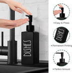 Hand and Dish Soap Dispenser Set, Matte Black Dish Dispenser Bottle - Image 3