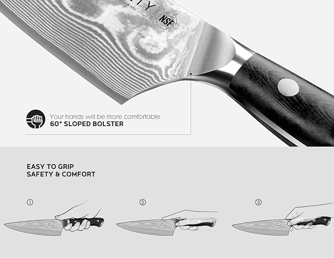 Damascus Knife Set 3 PCS: Japanese Kitchen Knives - Image 4