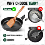 Bkiok Wooden Spoons for Cooking, Natural Teak Wood Kitchen Utensils Set for - Image 5