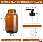 GMISUN Foaming Soap Dispenser, 8.5 fl oz / 250ml Amber Glass Foam Soap Dispenser - Image 7