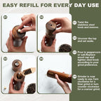 Wooden Salt and Pepper Grinder Set 8 Inch Manual Salt and Pepper Mill - Image 6