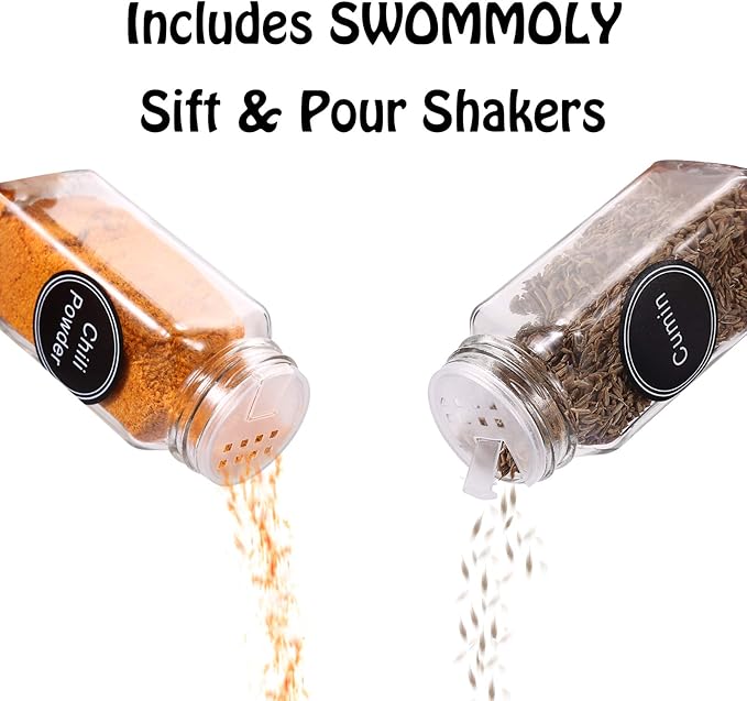 SWOMMOLY 30 Glass Spice Jars 4oz/Square Spice Bottles - Image 6