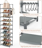 LANTEFUL 10 Tiers Tall Shoe Rack 20-25 Pairs Boots Organizer Storage Sturdy - Image 4