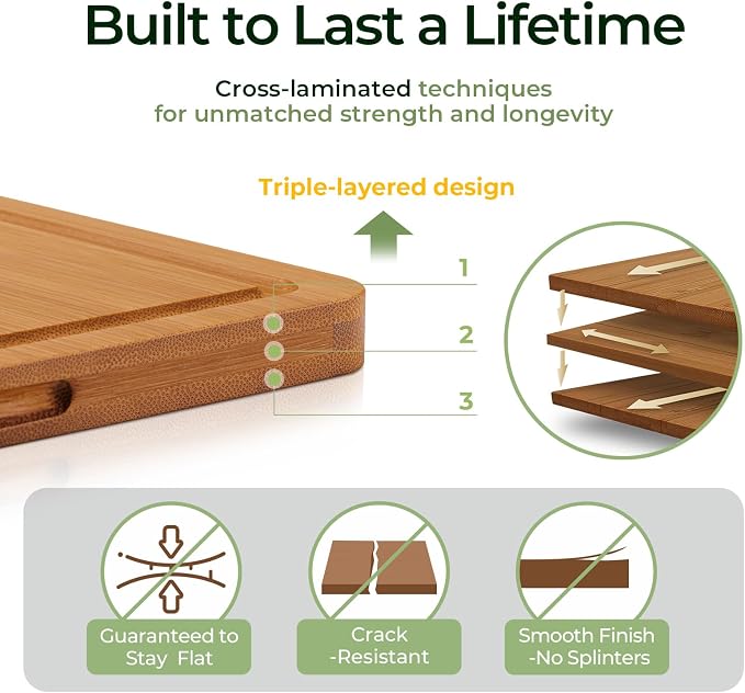 Keechee Wood Cutting Board, Carbonized Bamboo Cutting Boards Set - Image 7