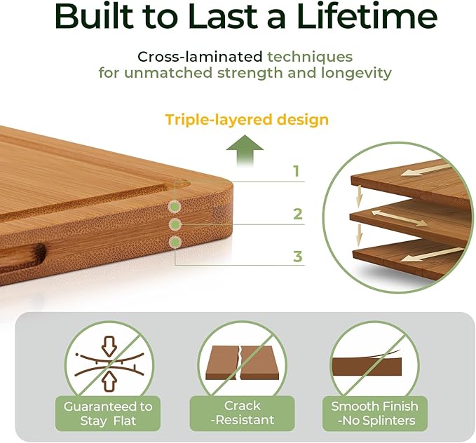 Keechee Butcher Block 2-Pcs Carbonized Bamboo Cutting Board Set - Image 6