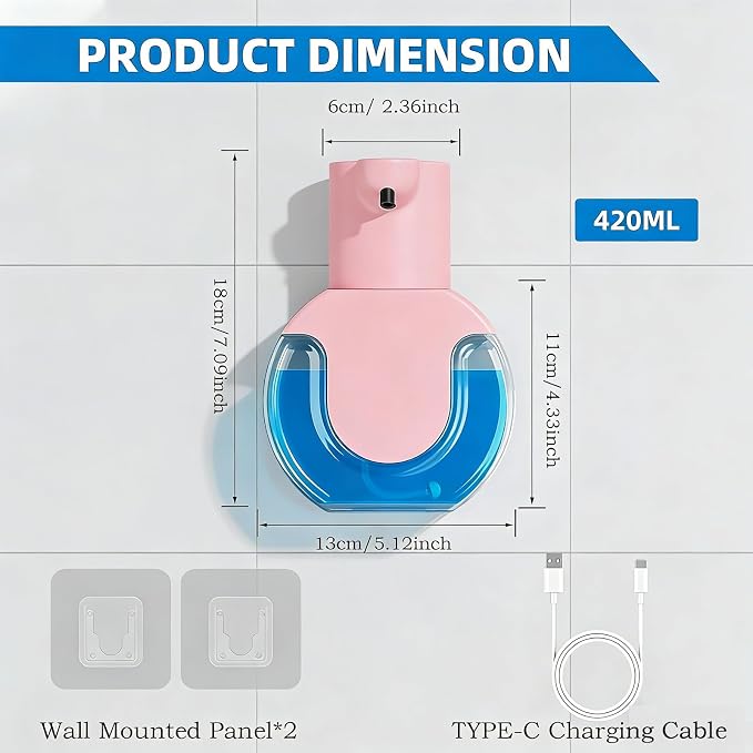 Automatic Soap Dispenser Touchless, Rechargeable Foaming Soap Dispenser - Image 2