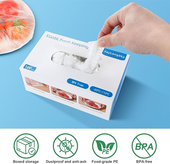 100 Boxed Bowl Covers Bread Proofing Plastic Wrap - Image 6