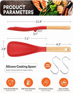 Cooking Spoon for Nonstick Cookwares, Wood Handle Spoon for Mixing, and Scrape - Image 2