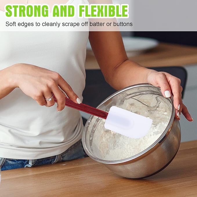 Meekoo 5 Pieces 14 Inch Rubber Spatula, 500°F High Heat Resistant Silicone - Image 4