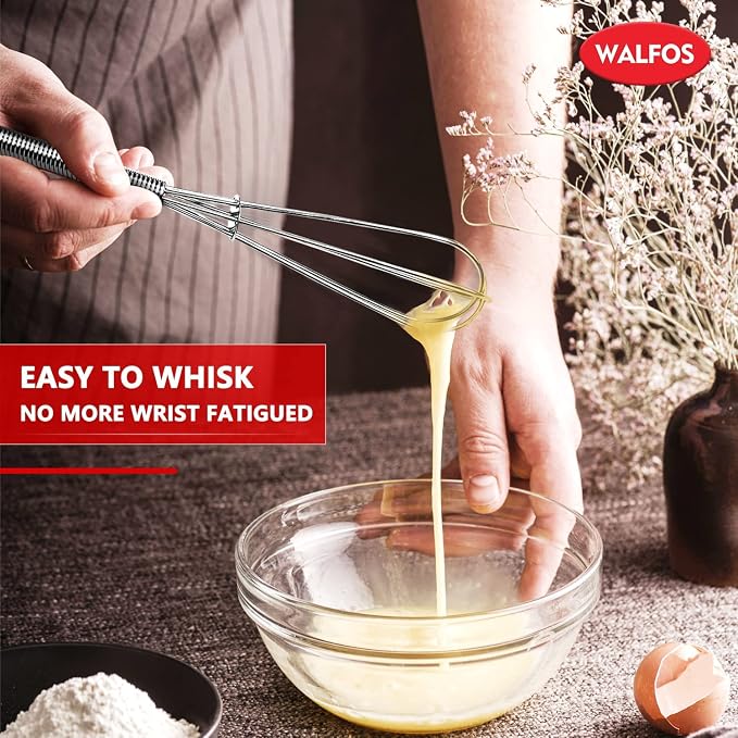 Walfos Mini Whisk, Non-Rust 304 Stainless Steel, 6+8 Inch, Heat Resistant 450 - Image 8