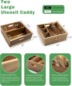 Acacia Wood Utensil Holder for Party - Image 3
