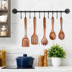 Wooden Spoons for Cooking Non-Stick Kitchen Pan Toolset 5 PCS Set, Natural - Image 6