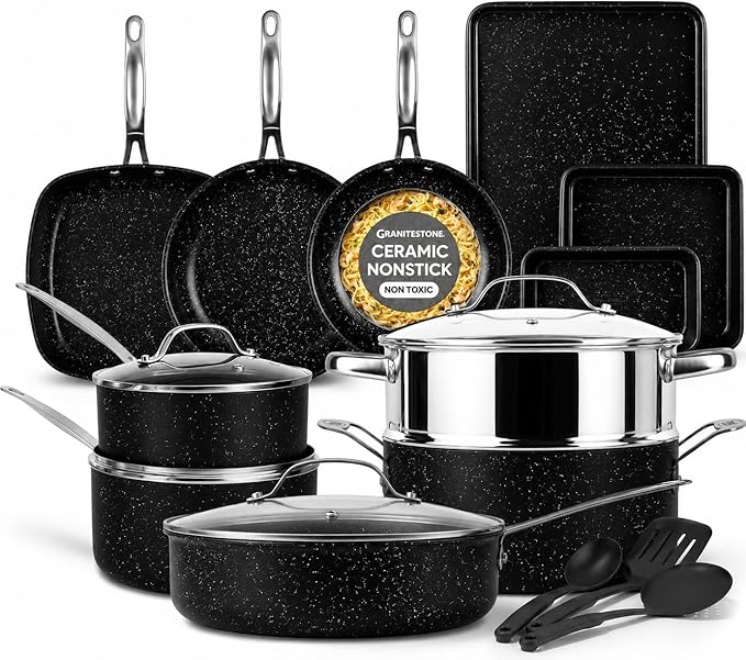 GRANITESTONE 20 Pc Complete Pots and Pans Set Non Stick Cookware Set by Granitestone+