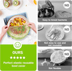 Mwellewm Plastic Bowl Covers Elastic Reusable Food Storage Stretch Saran Wrap - Image 3