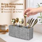 Ayiaren Grey Plastic Cutlery Silverware Holder Small Utensil Organizer Holders - Image 2