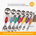 Magnetic Measuring Spoons Set of 8 Stainless Steel Dual Sided Stackable - Image 4