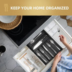 Besilord Silverware Organizer Kitchen Drawer Organizer Utensil Organizer Bamboo - Image 5