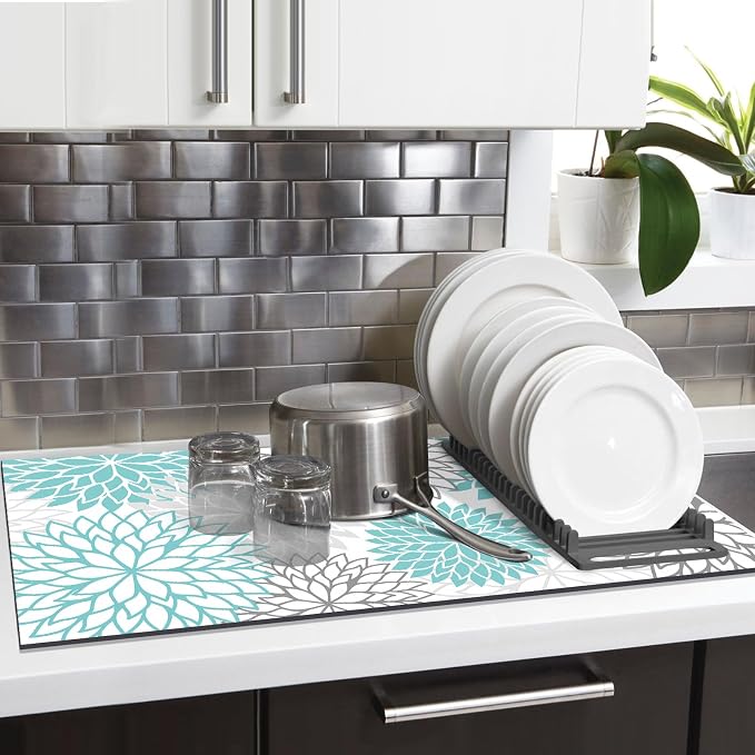 Findosom 2PCS 12" x 20" Dish Drying Mat & 24" x 5.5" Sink Splash Guard - Image 8