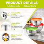 TeamFar Mixing Bowls, Stainless Steel Nesting Salad Bowls - Image 3