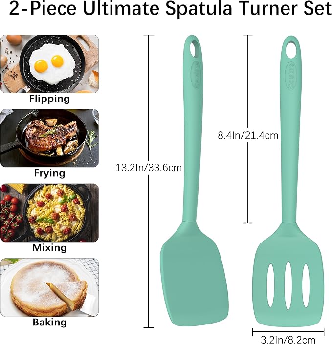 Coukre 2 Pack Silicone Spatula Set, High Heat Resistant, BPA Free Kitchen - Image 2