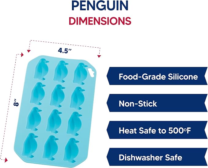 HIC Kitchen Silicone Penguin Ice Tray, Makes 12 Penguins - Image 6