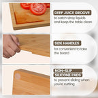 Kikcoin Bamboo Cutting Boards for Kitchen, Extra Large Wood Cutting Board - Image 4