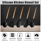 Kitchen Utensils Set, Silicone Cooking Utensils Set, Non-Stick Silicone Spatula - Image 2
