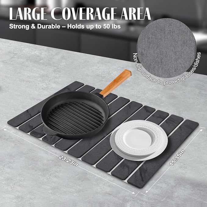 2 PCS Large Stone Dish Drying Mat - Image 4