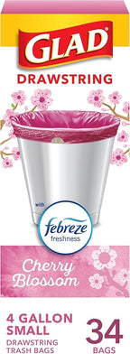 Glad Small Trash Bags 4 Gallon, Febreze Cherry Blossom Garbage Bags, Odor by GladTrashFoodStorage