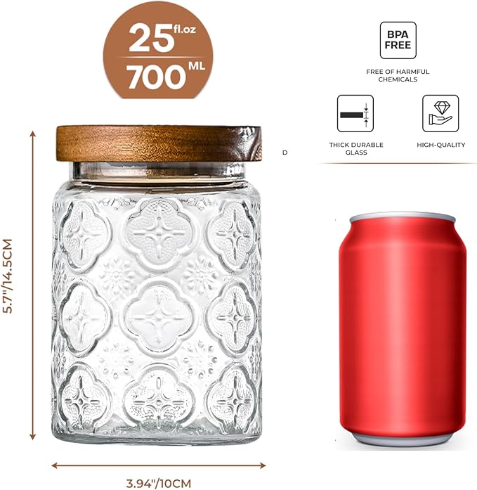 Adodeen 3-Pack 24oz Glass Jar - Image 2