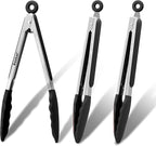 Anaeat 3 Pack 7" Mini Non-Stick Silicone Locking Tongs by Anaeat