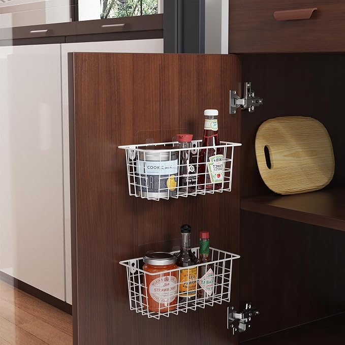 MaraFansie Hanging Wire Baskets Kitchen Storage Basket Adhesive and Screws - Image 5