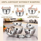 Umite Chef Mixing Bowls with Airtight Lids Set, Non-Slip Bottoms, 1.5QT - Image 7