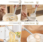 TeamFar Silicone Soup Ladle and Pasta Fork Set, Serving Soup, Non-Toxic & - Image 4